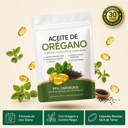 Aceite de Orégano 6.000 mg con Comino Negro – [180] cápsulas