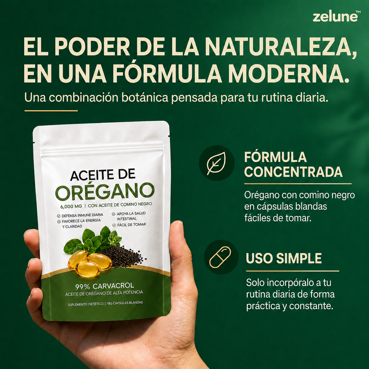 Aceite de Orégano 6.000 mg con Comino Negro – [180] cápsulas